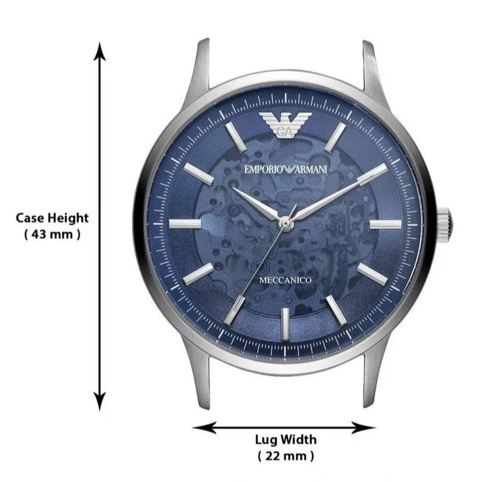 Emporio Armani Renato Automatic Blue Dial Silver Steel Strap Watch For Men - AR60037 - Image 6